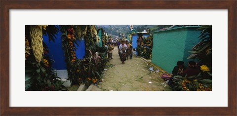 Framed Houses Decorated With Flowers, Zunil Cemetery, Guatemala Print