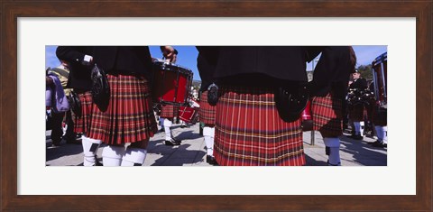 Framed Group Of Men Playing Drums In The Street, Scotland, United Kingdom Print