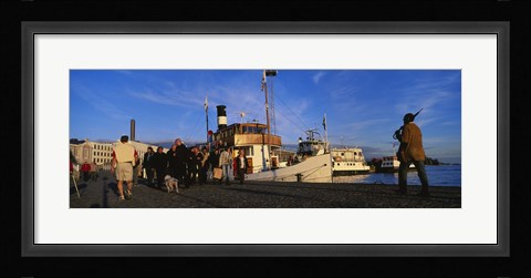 Framed Tourboat Moored At A Dock, Helsinki, Finland Print