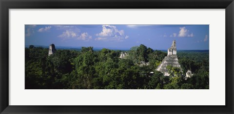 Framed High Angle View Of An Old Temple, Tikal, Guatemala Print
