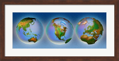 Framed Close-up of three globes Print