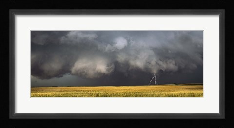 Framed Thunderstorm advancing over a field Print