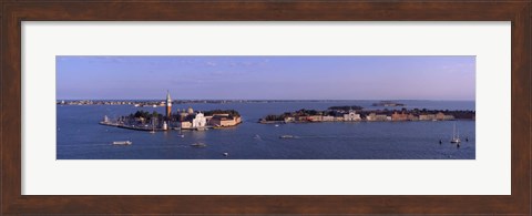 Framed High Angle View Of Buildings Surrounded By Water, San Giorgio Maggiore, Venice, Italy Print