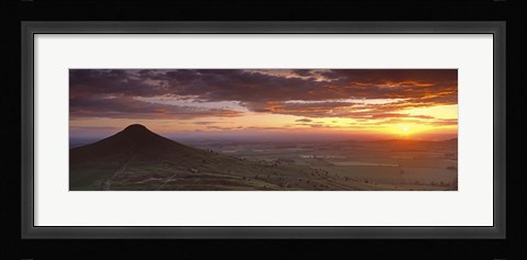 Framed Silhouette Of A Hill At Sunset, Roseberry Topping, North Yorkshire, Cleveland, England, United Kingdom Print