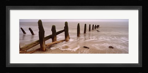 Framed Posts On The Beach, Spurn, Yorkshire, England, United Kingdom Print