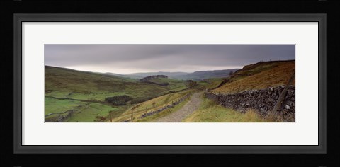 Framed High Angle View Of A Path On A Landscape, Ribblesdale, Yorkshire Dales, Yorkshire, England, United Kingdom Print