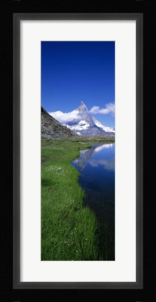 Framed Reflection Of Mountain In Water, Riffelsee, Matterhorn, Switzerland Print
