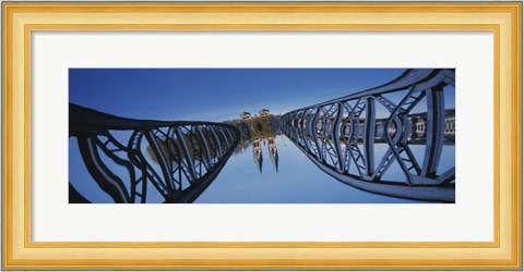 Framed Low Angle View Of A Bridge, Blue Bridge, Freiburg, Germany Print