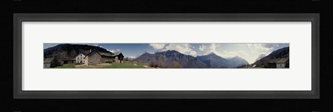 Framed Low angle view of mountains, Navone Village, Blenio Valley, Ticino, Switzerland Print