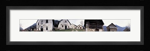 Framed Low angle view of houses in a village, Navone Village, Blenio Valley, Ticino, Switzerland Print