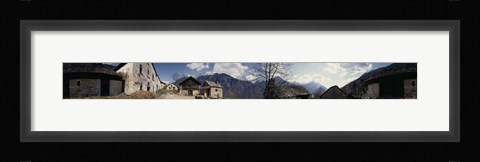 Framed Low angle view of mountains near a village, Navone Village, Blenio Valley, Ticino, Switzerland Print