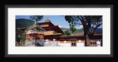 Framed Temple In A City, Chimi Lhakhang, Punakha, Bhutan Print