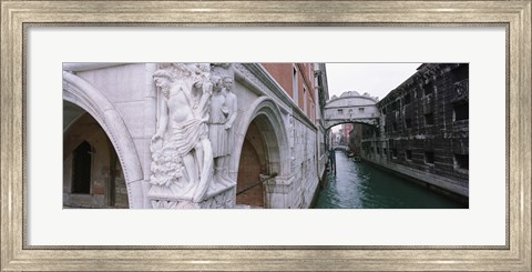Framed Bridge across a canal, Bridge of Sighs, Venice, Italy Print