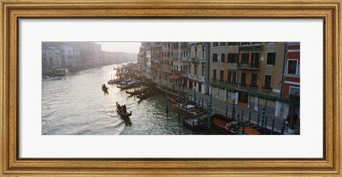 Framed Gondolas in the Grand Canal, Venice, Italy (black &amp; white) Print