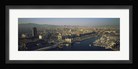 Framed Aerial view of a city, Barcelona, Spain Print
