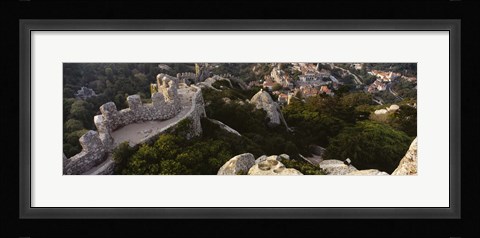 Framed High angle view of ruins of a castle, Castelo Dos Mouros, Sintra, Portugal Print