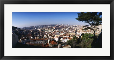 Framed Aerial view of a city, Lisbon, Portugal Print