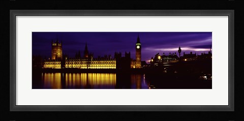 Framed Government Building Lit Up At Night, Big Ben And The House Of Parliament, London, England, United Kingdom Print