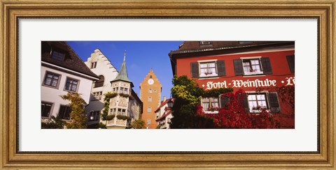 Framed Low Angle View Of Buildings In A Town, Lake Constance, Meersburg, Baden-Wurttemberg, Germany Print