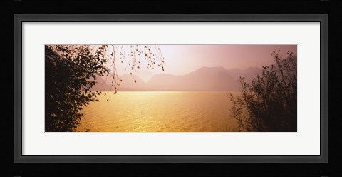 Framed Lake On The Mountainside, Mondsee, Salzburg, Austria Print