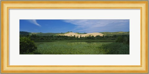 Framed Panoramic view of a lake, Sleeping Bear Dunes National Lakeshore, Michigan, USA Print