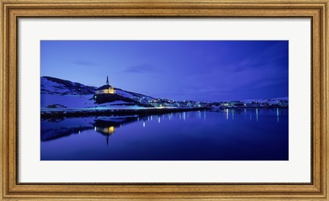 Framed Town at the waterfront, Holmavik, Iceland Print