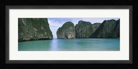 Framed Rock formations in the ocean, Mahya Beach, Ko Phi Phi Lee, Phi Phi Islands, Thailand Print