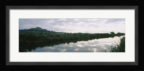 Framed Reflection of clouds in the river, River Brue, Glastonbury Tor, Glastonbury, Somerset, England Print