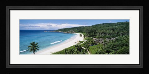 Framed High angle view of the beach, Grand Anse Beach, La Digue Island, Seychelles Print