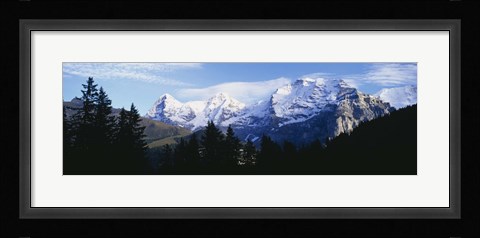 Framed Snow covered mountains on a landscape, Bernese Oberland, Switzerland Print