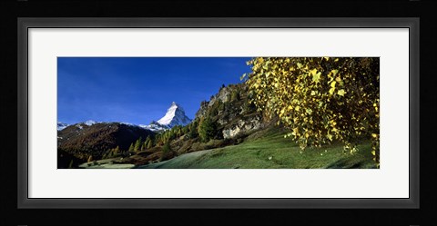 Framed Low angle view of a snowcapped mountain, Matterhorn, Valais, Switzerland Print