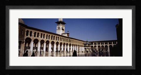 Framed Group of people walking in the courtyard of a mosque, Umayyad Mosque, Damascus, Syria Print