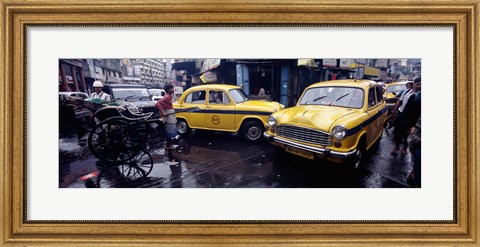Framed Traffic in a street, Calcutta, West Bengal, India Print