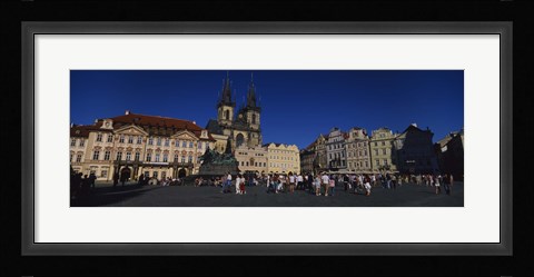 Framed Group of people at a town square, Prague Old Town Square, Old Town, Prague, Czech Republic Print