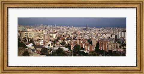 Framed High angle view of a city, Barcelona, Catalonia, Spain Print