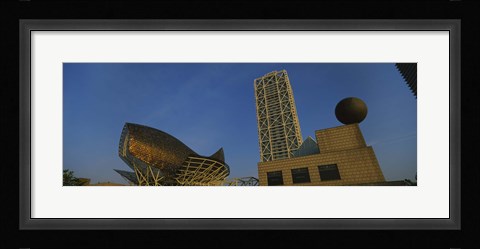 Framed Low angle view of a building, Olympic Port, Golden Whale, Barcelona, Catalonia, Spain Print
