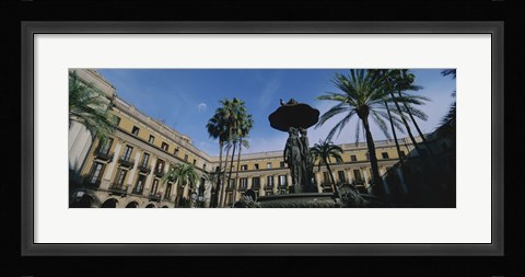 Framed Fountain in front of a palace, Placa Reial, Barcelona, Catalonia, Spain Print
