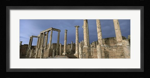 Framed Columns of buildings in an old ruined Roman city, Leptis Magna, Libya Print
