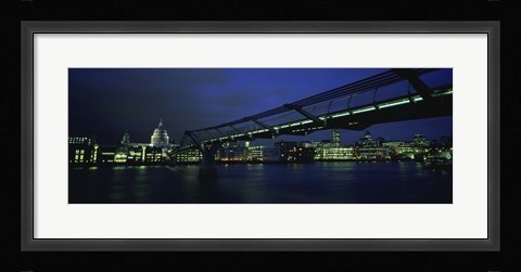 Framed Low angle view of a bridge across a river, Millennium Bridge, Thames River, London, England Print