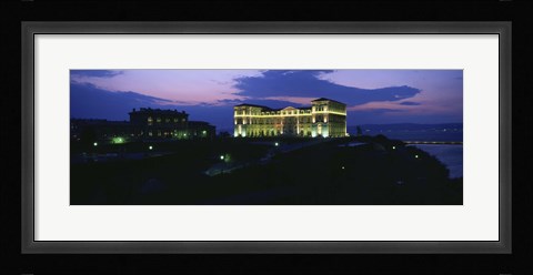 Framed Buildings lit up at night, Palais Due Pharo, Marseille, Bouches-Du-Rhone, Provence-Alpes-Cote Daze, France Print