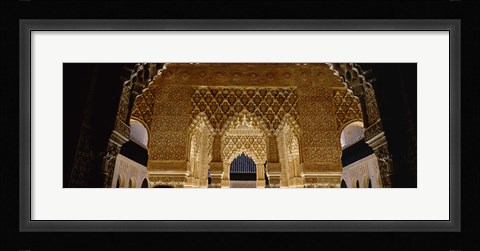 Framed Carving on the wall of a palace, Court Of Lions, Alhambra, Granada, Andalusia, Spain Print