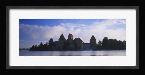 Framed Buildings at the waterfront, Trakai Island Castle, Lake Galve, Vilnius, Trakai, Lithuania Print