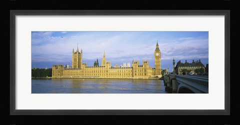 Framed Government building at the waterfront, Thames River, Houses Of Parliament, London, England Print