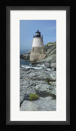 Framed Lighthouse along the sea, Castle Hill Lighthouse, Narraganset Bay, Newport, Rhode Island (vertical) Print