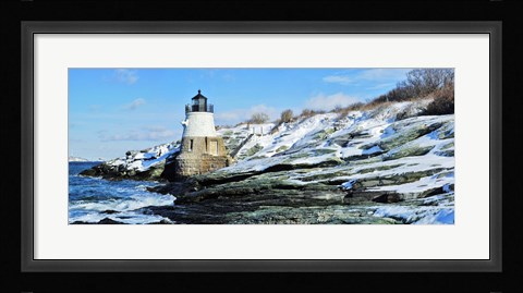 Framed Lighthouse along the sea, Castle Hill Lighthouse, Narraganset Bay, Newport, Rhode Island (horizontal) Print