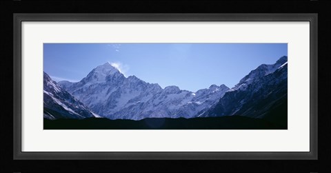 Framed Snow covered mountains, Mt. Tutoko, Fiordlands National Park, Southland, South Island, New Zealand Print