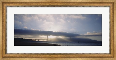 Framed Silhouette of a bridge, Golden Gate Bridge, San Francisco, California, USA Print