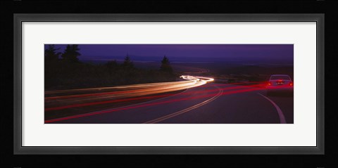 Framed Cars moving on the road, Mount Desert Island, Acadia National Park, Maine, USA Print