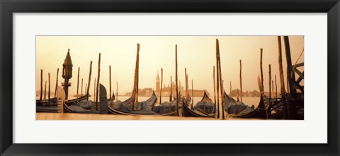 Framed Gondolas moored at a harbor, San Marco Giardinetti, Venice, Italy Print