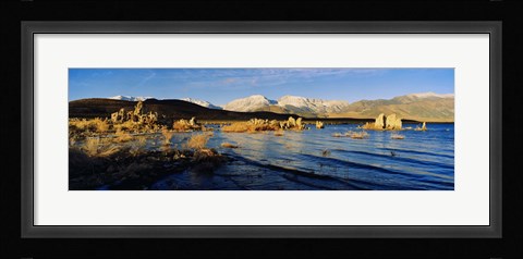 Framed Lake with mountains in the background, Mono Lake, Eastern Sierra, Californian Sierra Nevada, California, USA Print